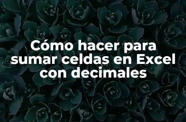 Cómo Hacer para Sumar Celdas en Excel con Decimales