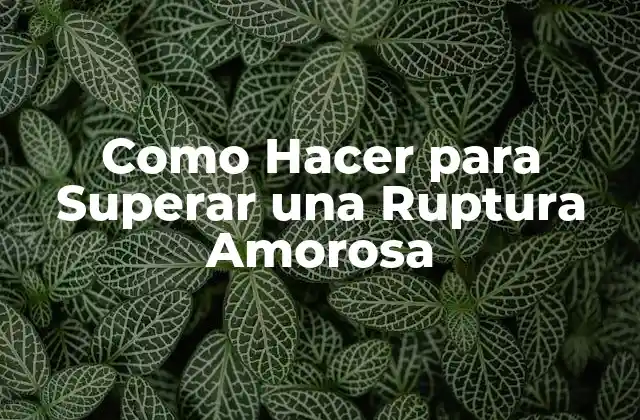 Como Hacer para Superar una Ruptura Amorosa