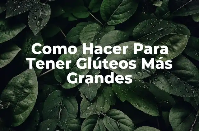 Como Hacer para Tener Glúteos Más Grandes