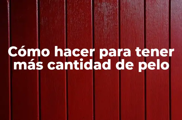 Cómo Hacer para Tener Más Cantidad de Pelo