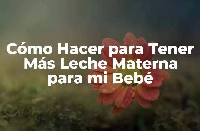 Cómo Hacer para Tener Más Leche Materna para Mi Bebé