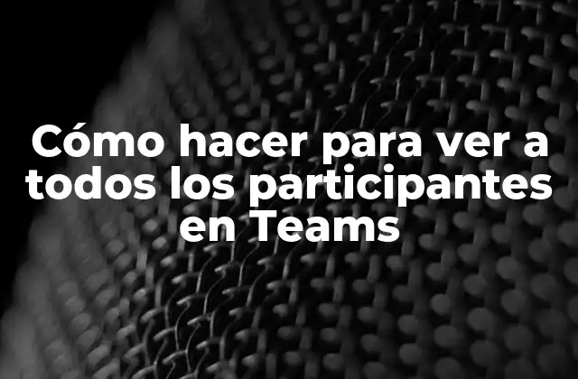 Cómo Hacer para Ver a Todos los Participantes en Teams