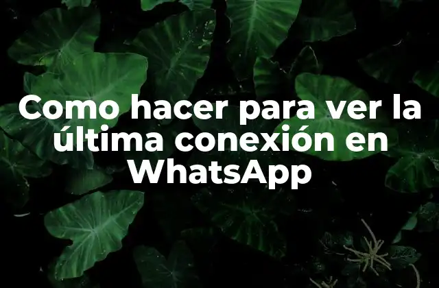 Como Hacer para Ver la Última Conexión en Whatsapp