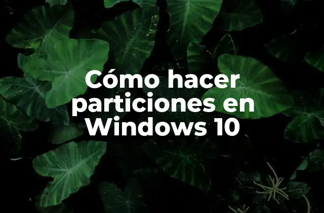 Cómo Hacer Particiones en Windows 10