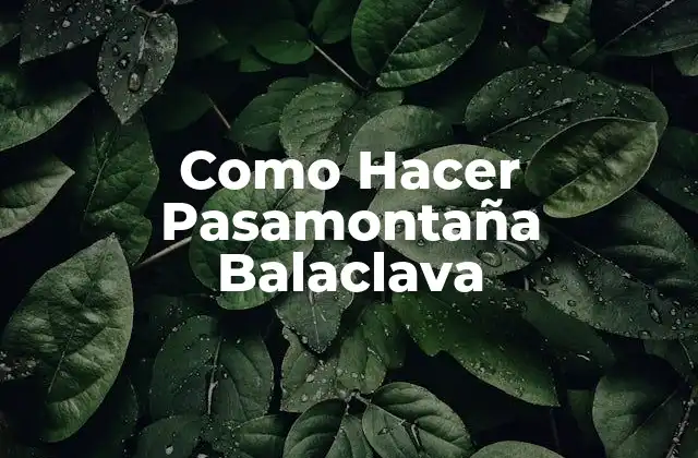 Como Hacer Pasamontaña Balaclava