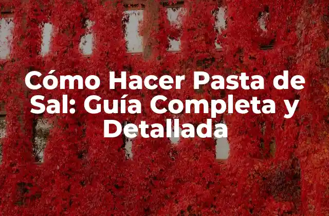 Cómo Hacer Pasta de Sal: Guía Completa y Detallada