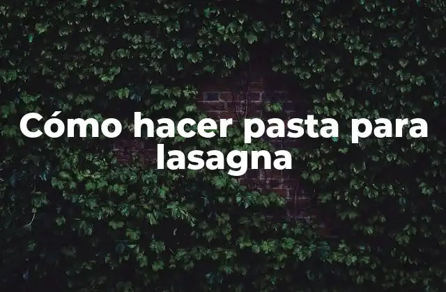 Cómo Hacer Pasta para Lasagna