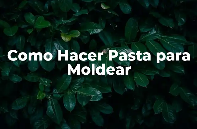Como Hacer Pasta para Moldear