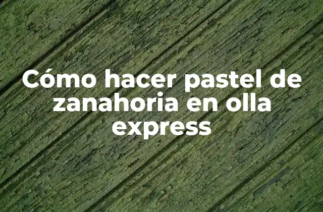 Cómo Hacer Pastel de Zanahoria en Olla Express