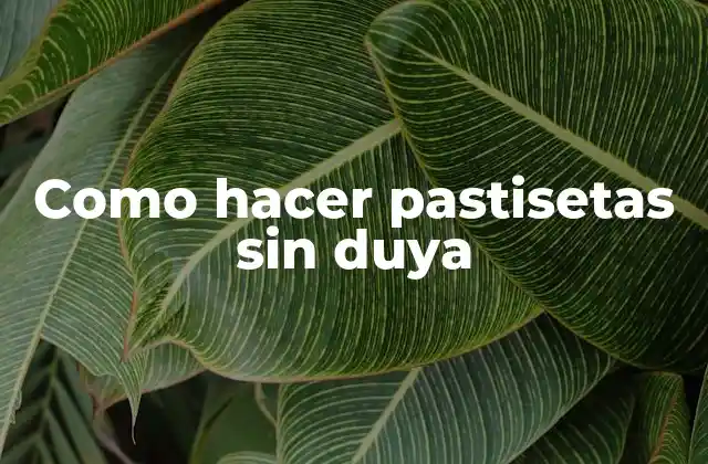Como Hacer Pastisetas sin Duya