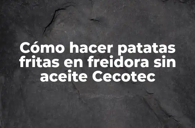 Cómo Hacer Patatas Fritas en Freidora sin Aceite Cecotec