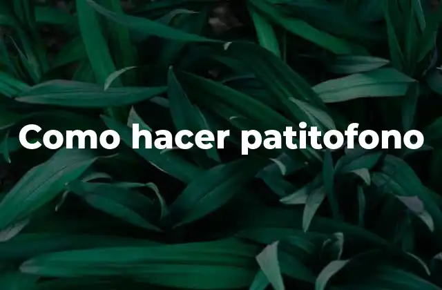 Como Hacer Patitofono