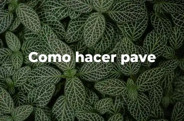 Como Hacer Pave