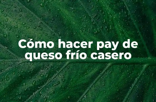 ¿Qué es un pay de queso frío casero y para qué sirve?