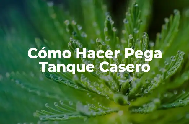 Cómo Hacer Pega Tanque Casero