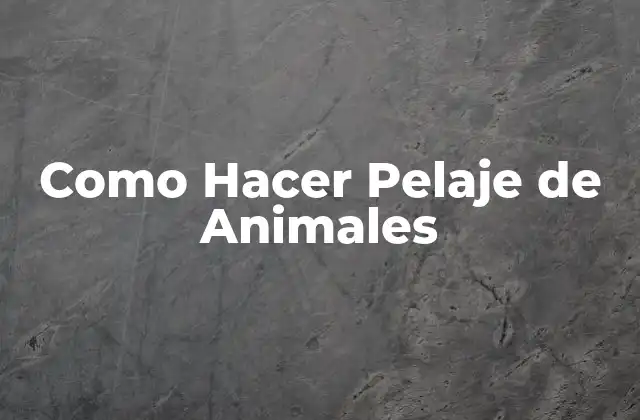 Como Hacer Pelaje de Animales