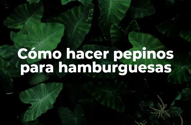 Cómo Hacer Pepinos para Hamburguesas