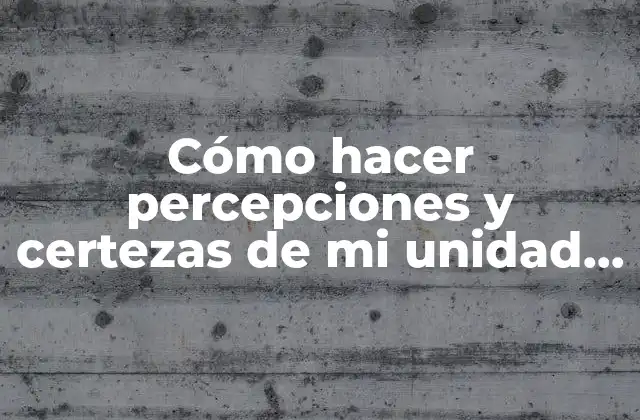 Cómo Hacer Percepciones y Certezas de Mi Unidad Educativa