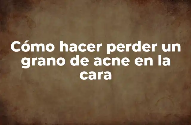 Cómo Hacer Perder un Grano de Acne en la Cara