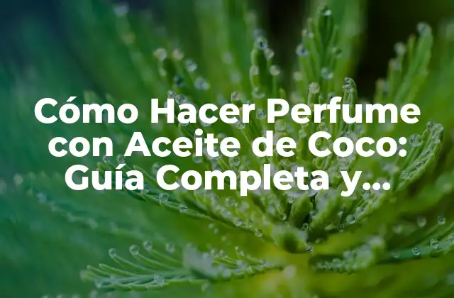 Cómo Hacer Perfume con Aceite de Coco: Guía Completa y Natural 2 Ventajas del Aceite de Coco en la Creación de Perfumes