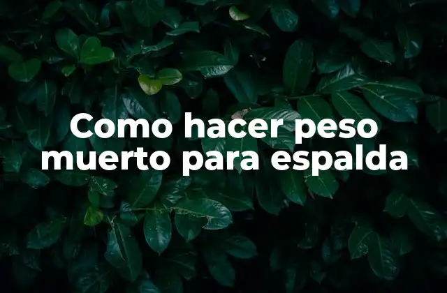 Como Hacer Peso Muerto para Espalda