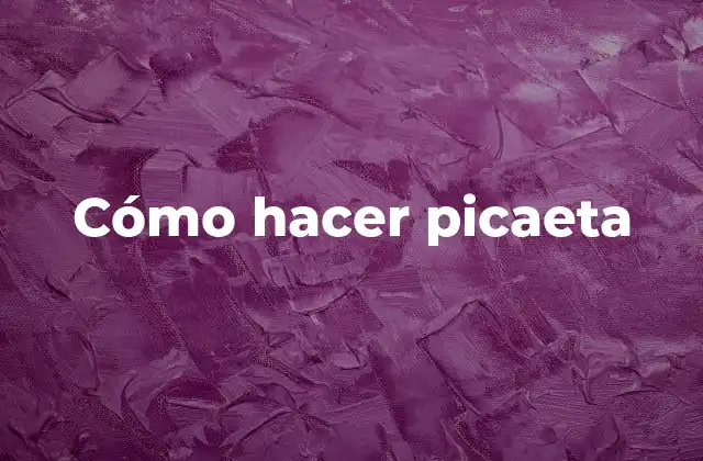 Cómo Hacer Picaeta