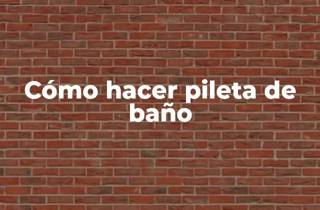 Cómo Hacer Pileta de Baño