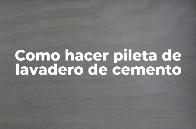 Como Hacer Pileta de Lavadero de Cemento