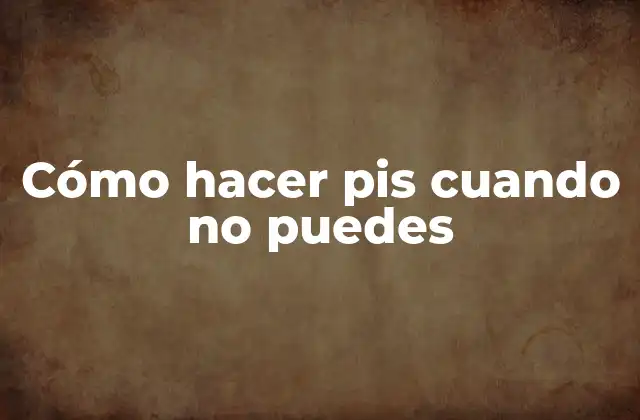 Cómo Hacer Pis Cuando No Puedes