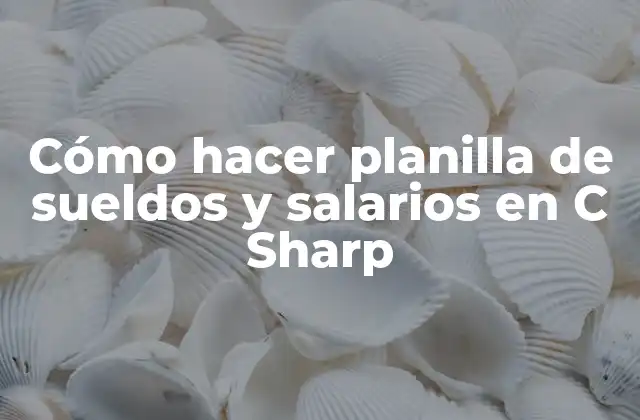 Cómo Hacer Planilla de Sueldos y Salarios en C Sharp 2 Cómo hacer planilla de sueldos y salarios en C Sharp