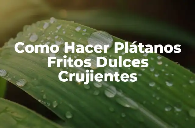 Como Hacer Plátanos Fritos Dulces Crujientes