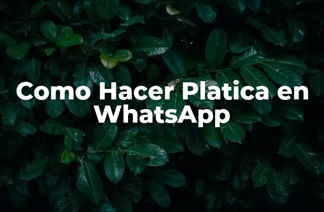 Como Hacer Platica en Whatsapp