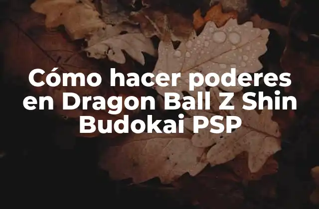 Cómo Hacer Poderes en Dragon Ball Z Shin Budokai Psp