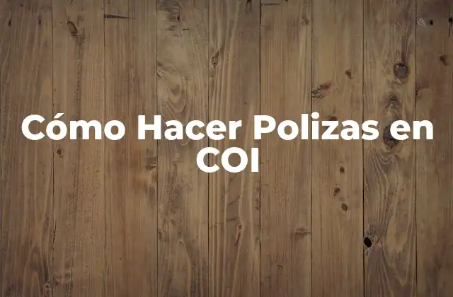 Cómo Hacer Polizas en Coi