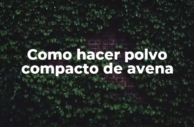 Como Hacer Polvo Compacto de Avena