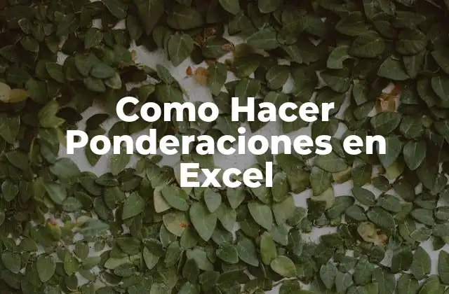 Como Hacer Ponderaciones en Excel