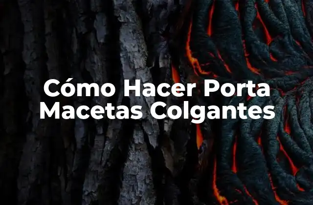 Cómo Hacer Porta Macetas Colgantes