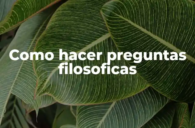 Como Hacer Preguntas Filosoficas