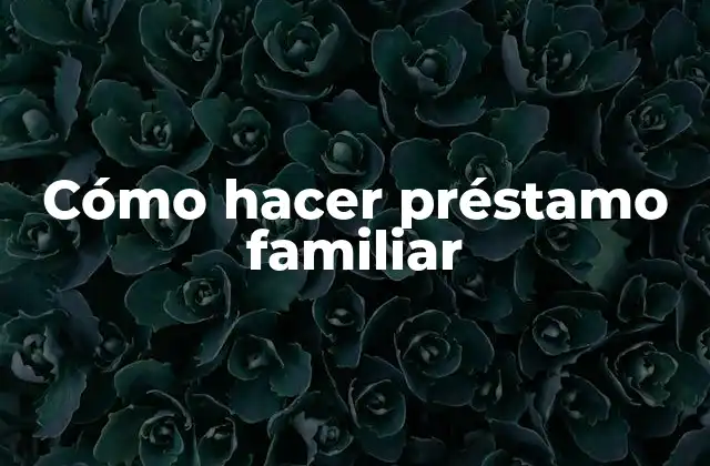 Cómo Hacer Préstamo Familiar