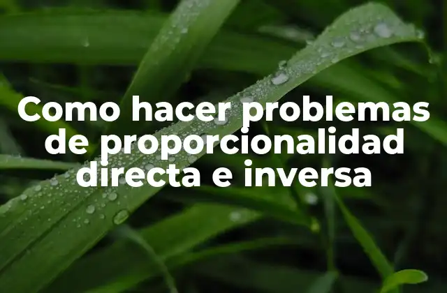 Como Hacer Problemas de Proporcionalidad Directa e Inversa