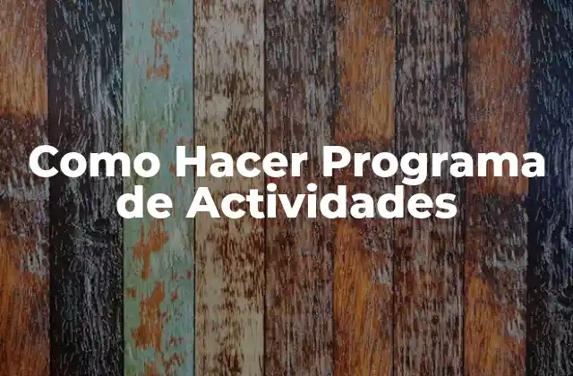 Como Hacer Programa de Actividades