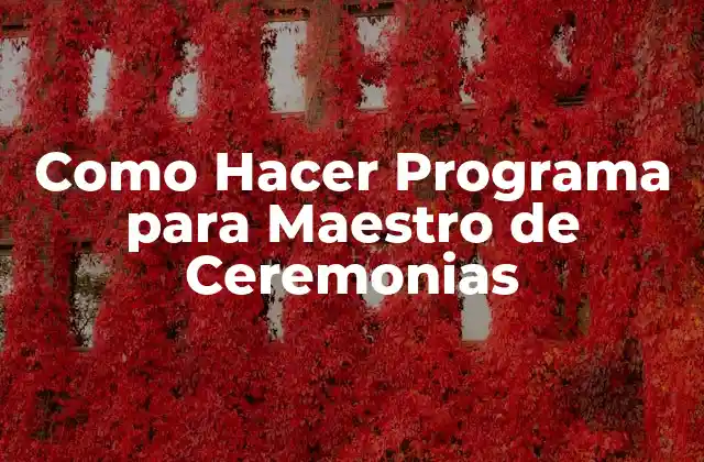 Como Hacer Programa para Maestro de Ceremonias