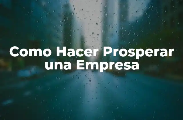 ¿Qué es Hacer Prosperar una Empresa?