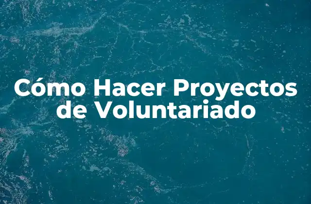 Cómo Hacer Proyectos de Voluntariado