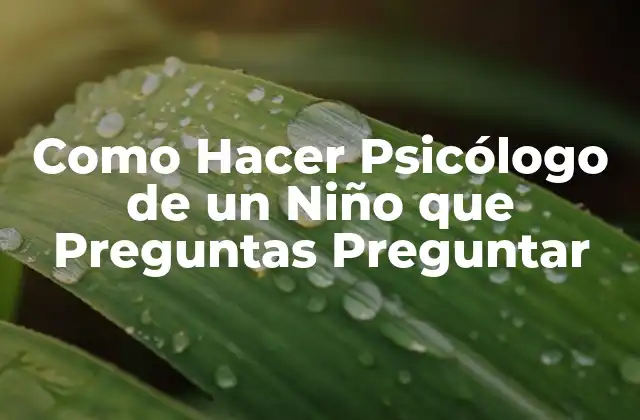 ¿Qué es Hacer Psicólogo de un Niño que Preguntas Preguntar?