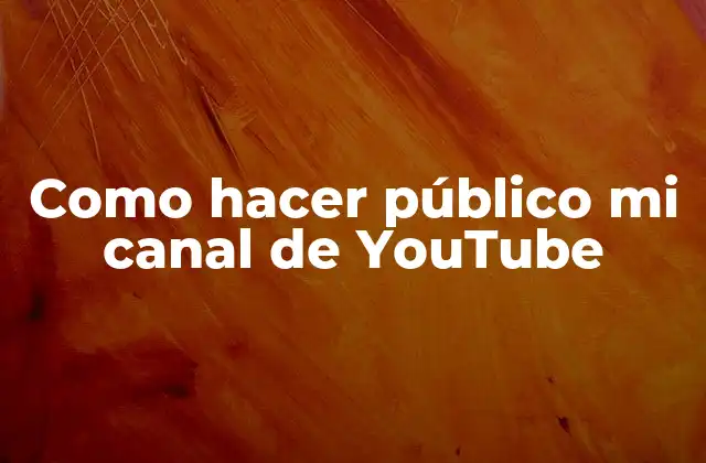Como Hacer Público Mi Canal de Youtube