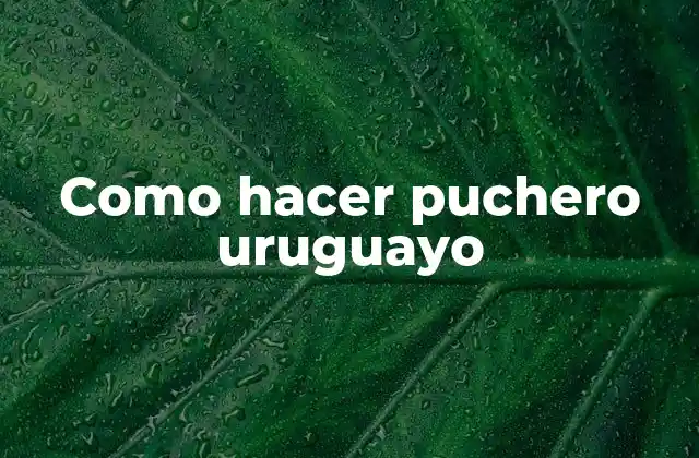Como Hacer Puchero Uruguayo