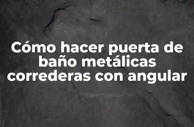 Cómo Hacer Puerta de Baño Metálicas Correderas con Angular 2 Puertas de baño metálicas correderas con angular: ¿Qué son y para qué sirven?