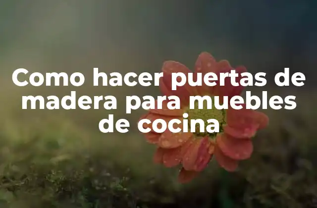 Como Hacer Puertas de Madera para Muebles de Cocina