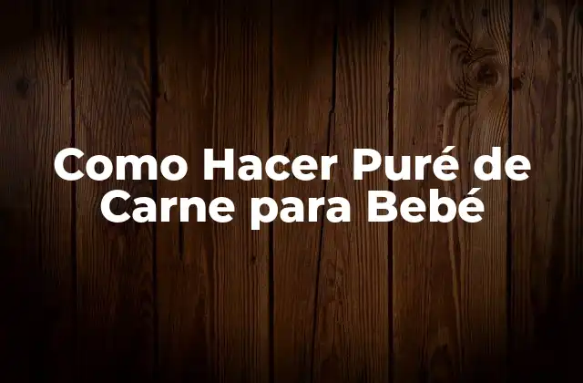 Como Hacer Puré de Carne para Bebé 2 ¿Qué es el Puré de Carne para Bebé?